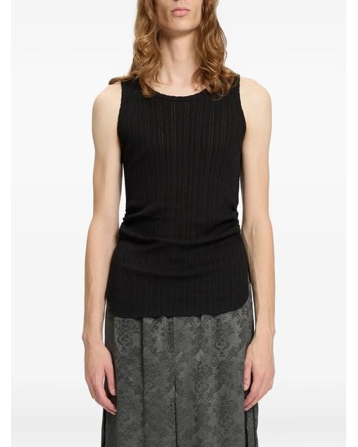Ann Demeulemeester Black Boris Wrinkled Tank Top for men