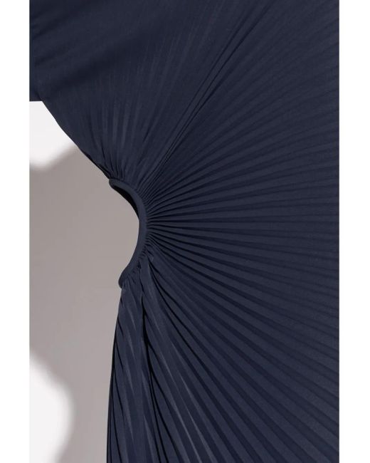 KENZO Blue Pleated Long-Sleeve Dress