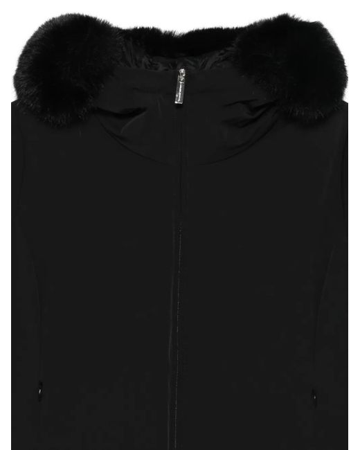 Colmar Black Faux Fur-Trimmed Hooded Coat