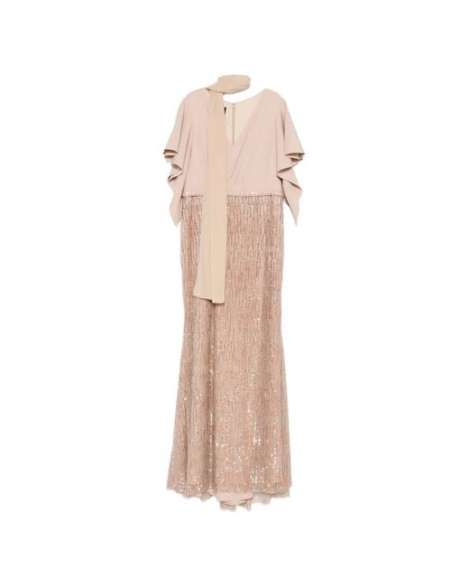 The Couture Club Natural Sequinned Scarf Maxi Dress