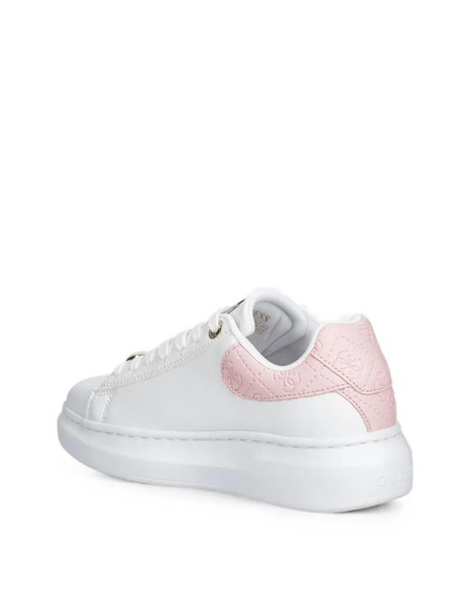 Guess White Logo-Embossed Quilted Sneakers
