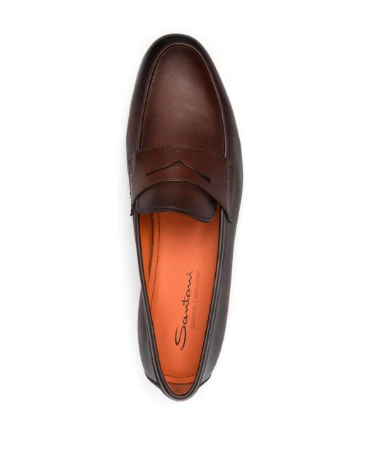 Santoni Brown Carlos Loafers for men