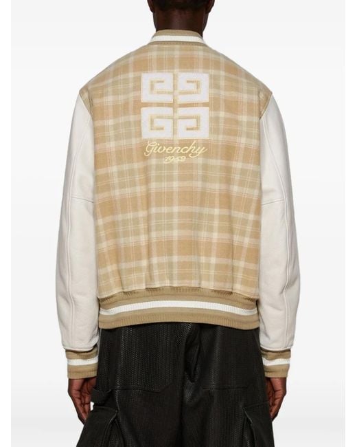 Givenchy White Checked Varsity Jacket for men
