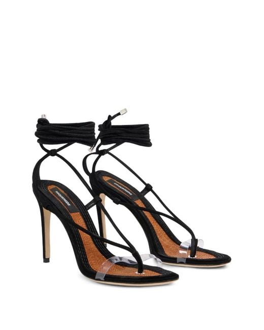 DSquared² Black Twin Heeled Tie Sandals