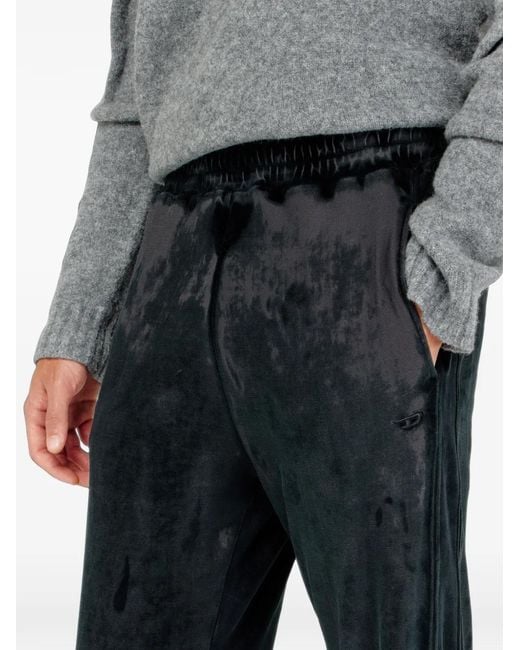 DIESEL Black Devoré-Effect Chenille Track Pants for men