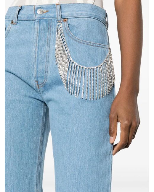 Forte Blue Crystal-Embellished Straight Leg Jeans