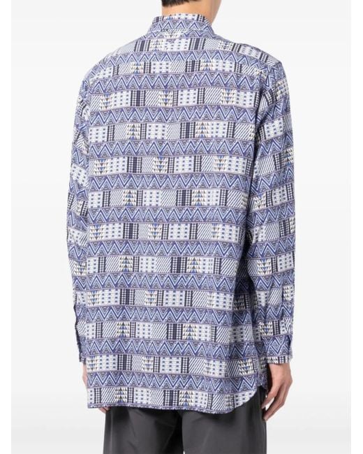 White Mountaineering Blue Patterned Shirt for men