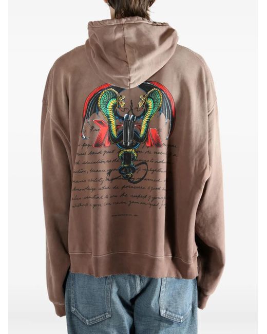 D-R-G-N Brown Cadu 2 Graphic-Print Hoodie for men
