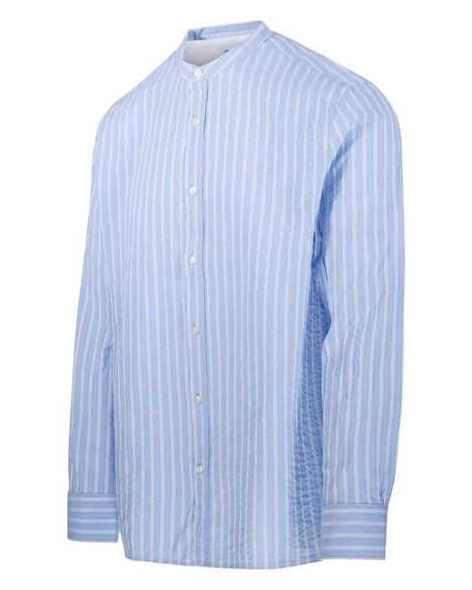 Officine Generale Blue Striped Shirt for men