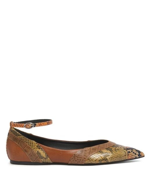 Marni アンクルストラップ フラットシューズ Brown