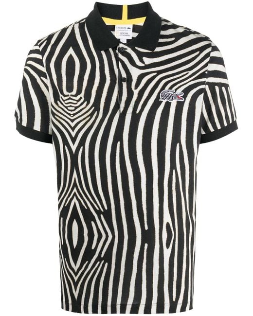 Lacoste Black Zebra Print Polo Shirt for men