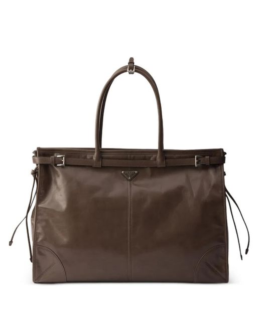 Prada Brown Bonnie Leather Tote Bag for men