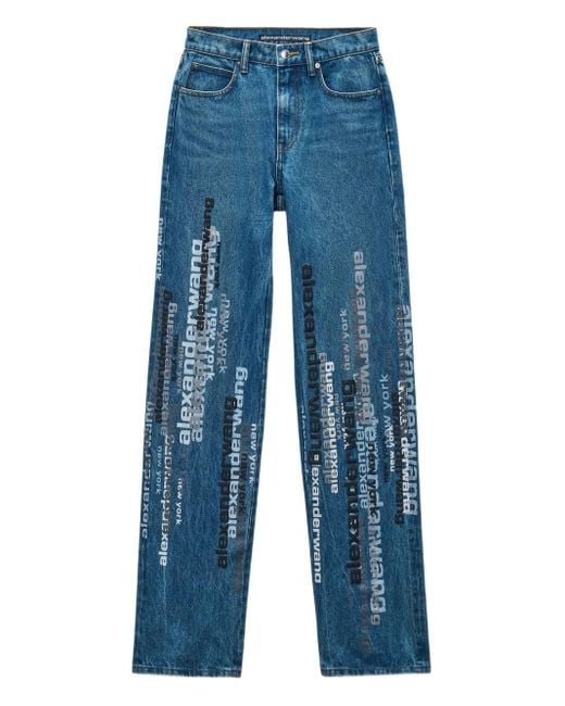Alexander Wang Blue Logo-Print Jeans