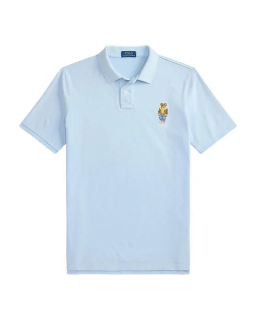Polo Ralph Lauren Blue Polo Bear-Embroidered Polo Shirt for men