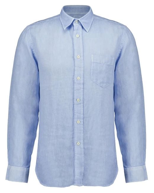 120% Lino Blue Linen Shirt for men