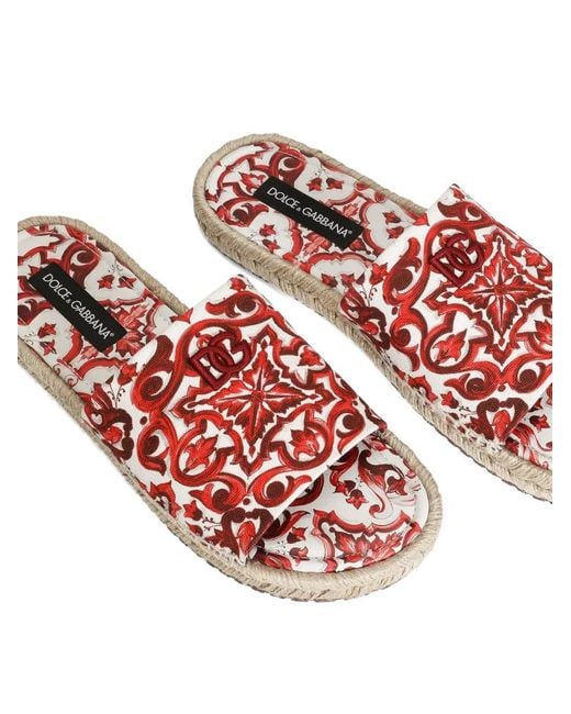 Dolce & Gabbana Pink Majolica-Print Canvas Espadrilles for men