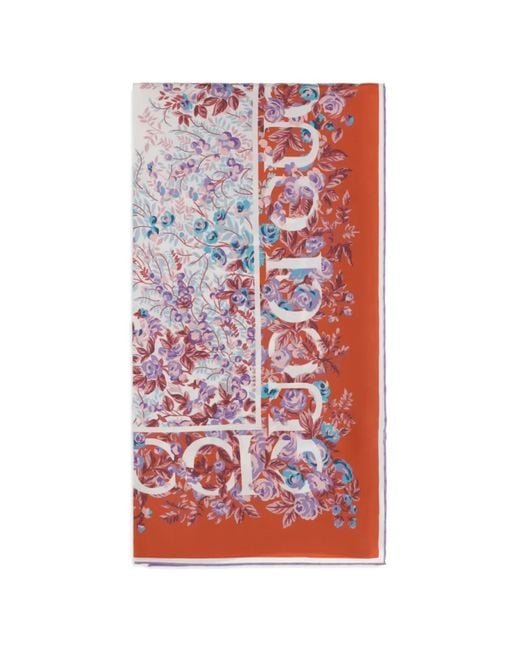Gucci Red Floral-Print Silk Scarf