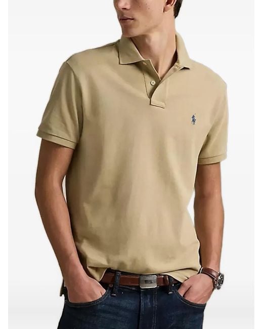 Polo Ralph Lauren Natural Embroidered-Logo Short-Sleeve Polo Shirt for men