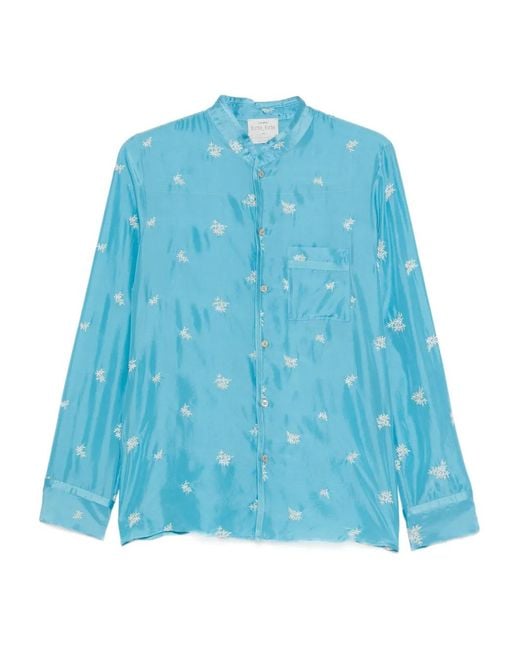 Forte_forte Blue Floral Chest-Pocket Shirt