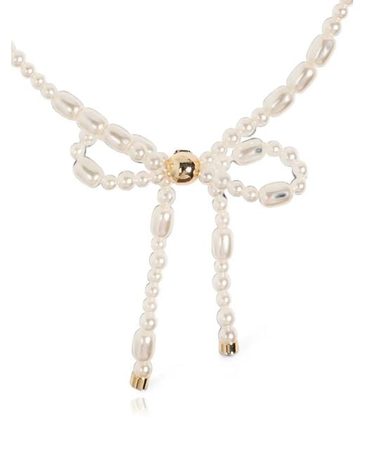 COACH White Bow-Detail Faux-Pearl Bracelet