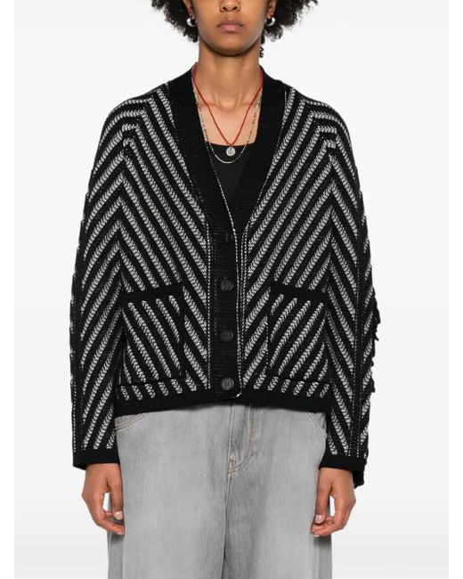Golden Goose Deluxe Brand Black Striped Wool Cardigan