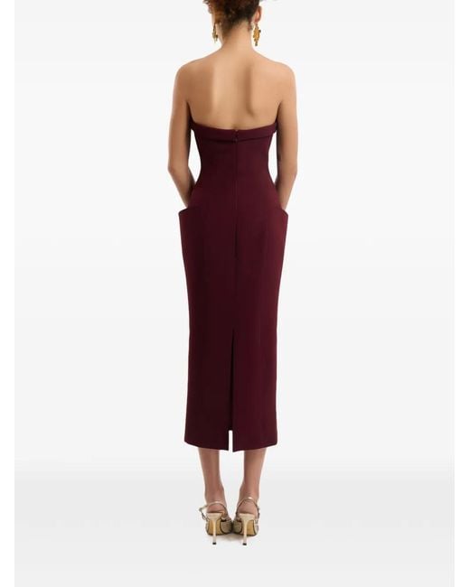 Gemy Maalouf Purple Strapless Pocket-Detail Dress