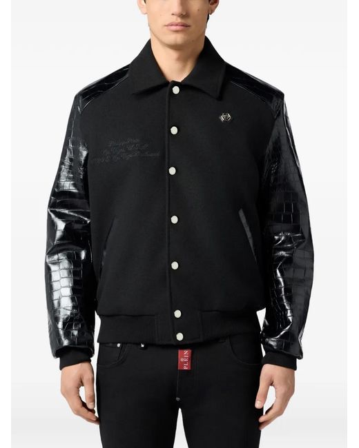 Philipp Plein Black Coster Bomber Jacket for men