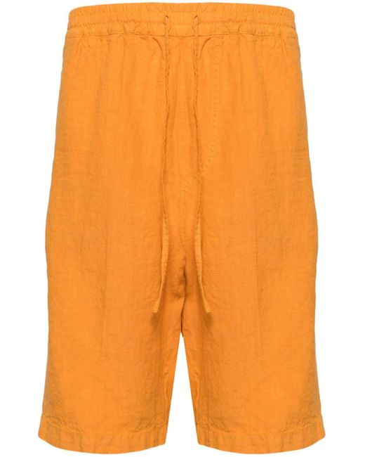 120% Lino Orange Linen Bermuda Shorts for men