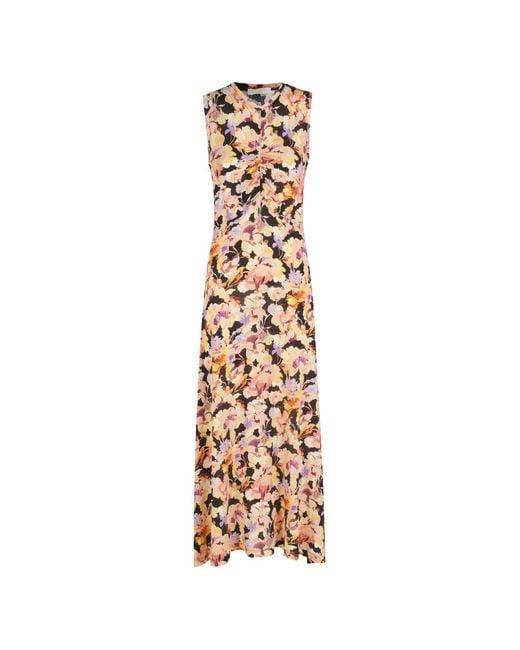 Ulla Johnson White Lina Floral-Print Ruched Midi Dress