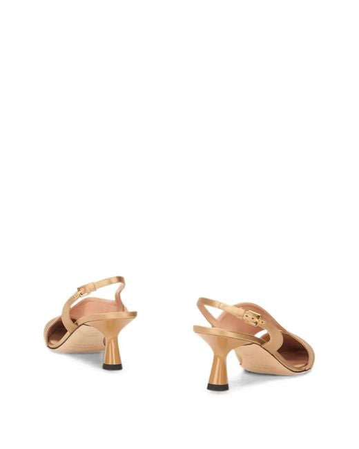 Alberta Ferretti Natural Pointed-Toe Slingback Pumps