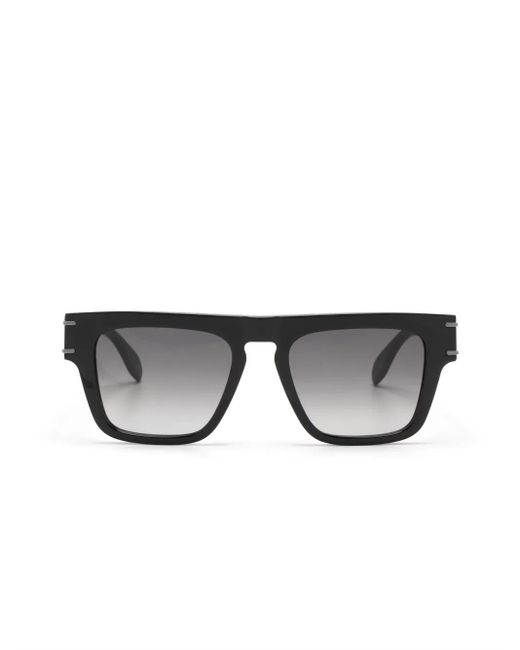 Alexander McQueen Gray Flat-Top Rectangular Sunglasses