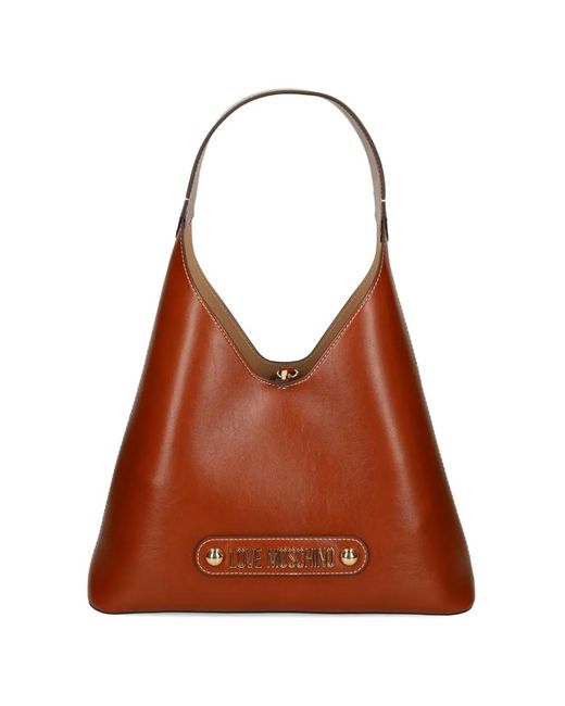 Love Moschino Brown Logo-Appliqué Tote Bag