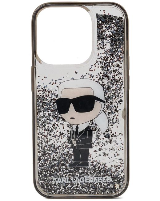 Karl Lagerfeld Gray Karl Iphone 15 Pro Glitter Case