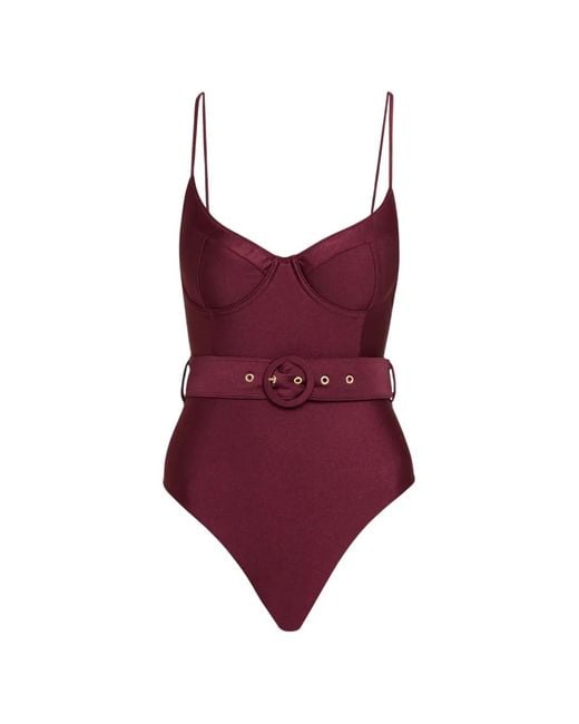Jonathan Simkhai Red Belted Bustier One Piece