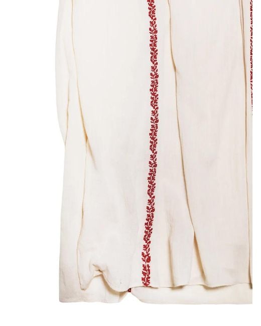 Isabel Marant White Liviane Embroidered Rope-Belt Dress