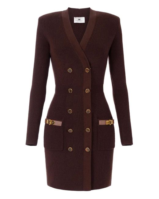 Vestido corto con doble botonadura Elisabetta Franchi de color Purple