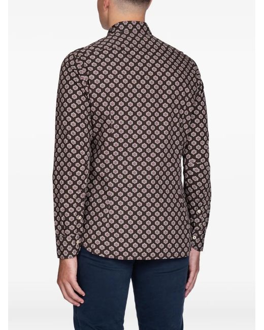 Tintoria Mattei 954 Gray Geometric-Print Shirt for men