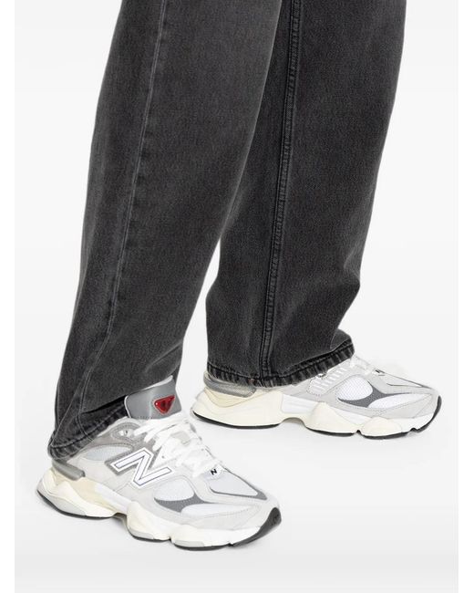 New Balance White U9060 Logo-Patch Sneakers