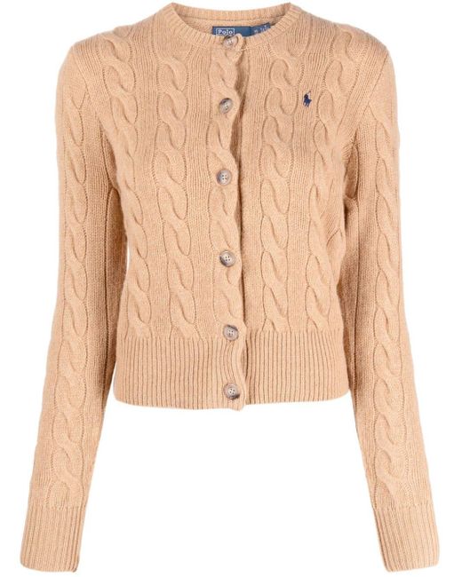 Polo Ralph Lauren Natural Polo Pony-motif Cable-knit Cardigan