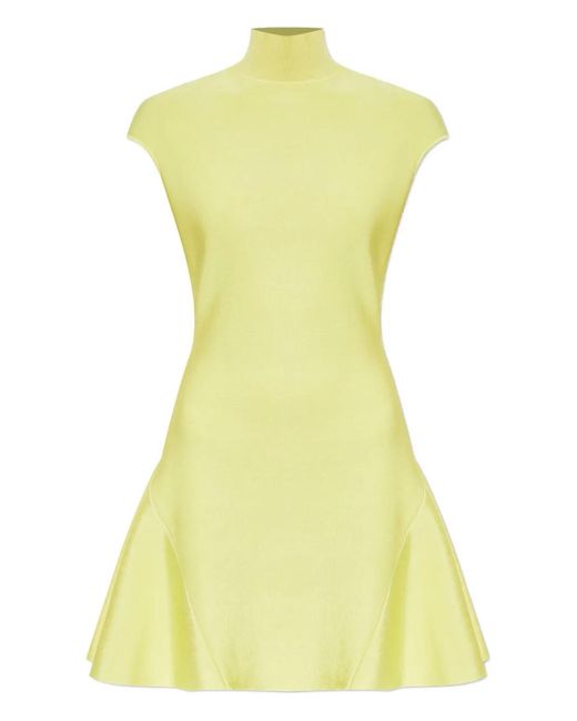 Givenchy Yellow High-Neck Flared Dress