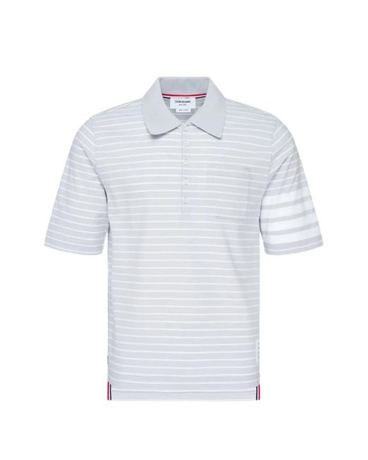 Thom Browne White Striped Polo Shirt for men