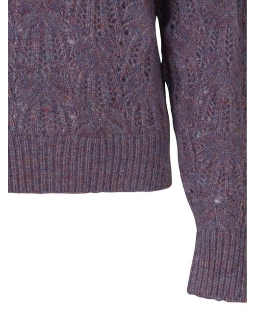 Isabel Marant Purple Openwork Knitted Sweater
