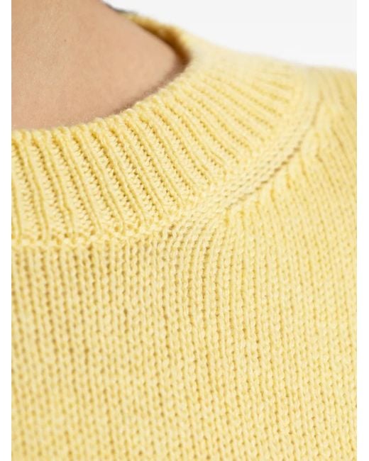 Jil Sander Yellow Ribbed-Knit Side-Slit Sweater