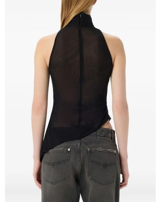 Blumarine Sequin-Embroidered Tulle Top