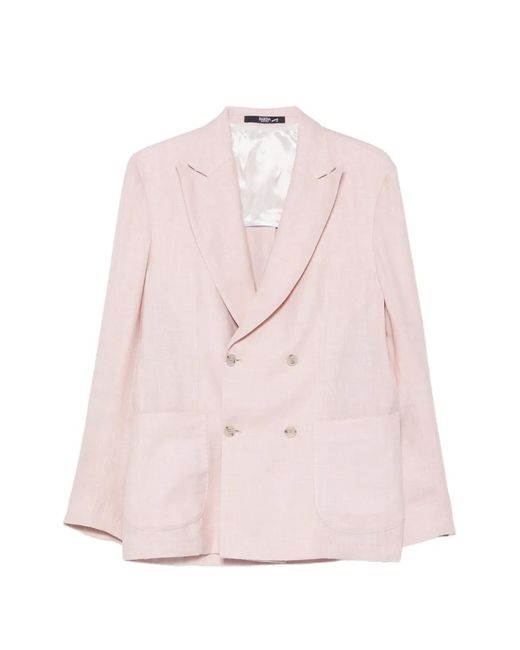 Barba Napoli Pink Easy Double-Breasted Peak-Lapel Blazer for men