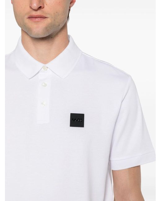 Boss White Appliqué-logo Polo Shirt for men