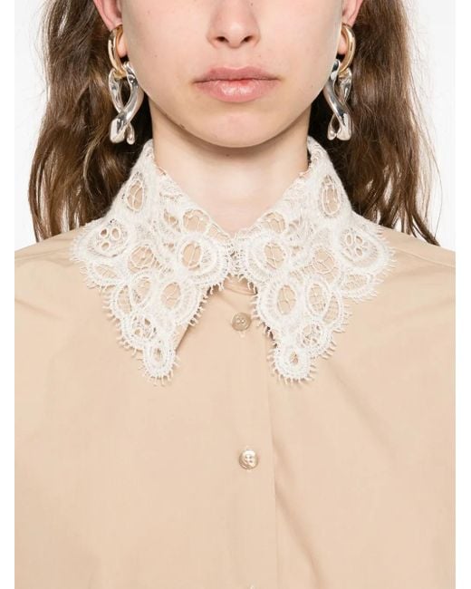 Fabiana Filippi Natural Lace-Collar Cotton Shirt