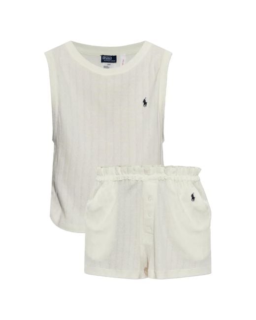 Polo Ralph Lauren White Two-Piece Pyjamas With Logo