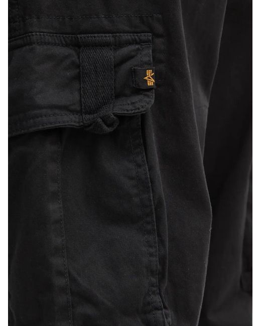 Alpha Industries Black Task Force Zip-Detail Trousers for men