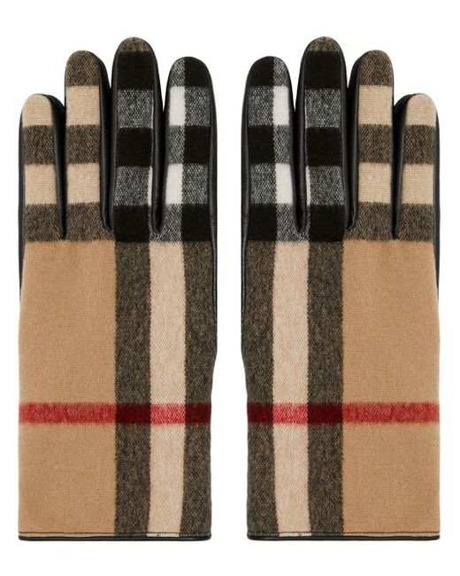 Burberry Black Exaggerated Check Wool Gloves for men